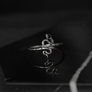 Bague en argent avec serpent et onyx noir